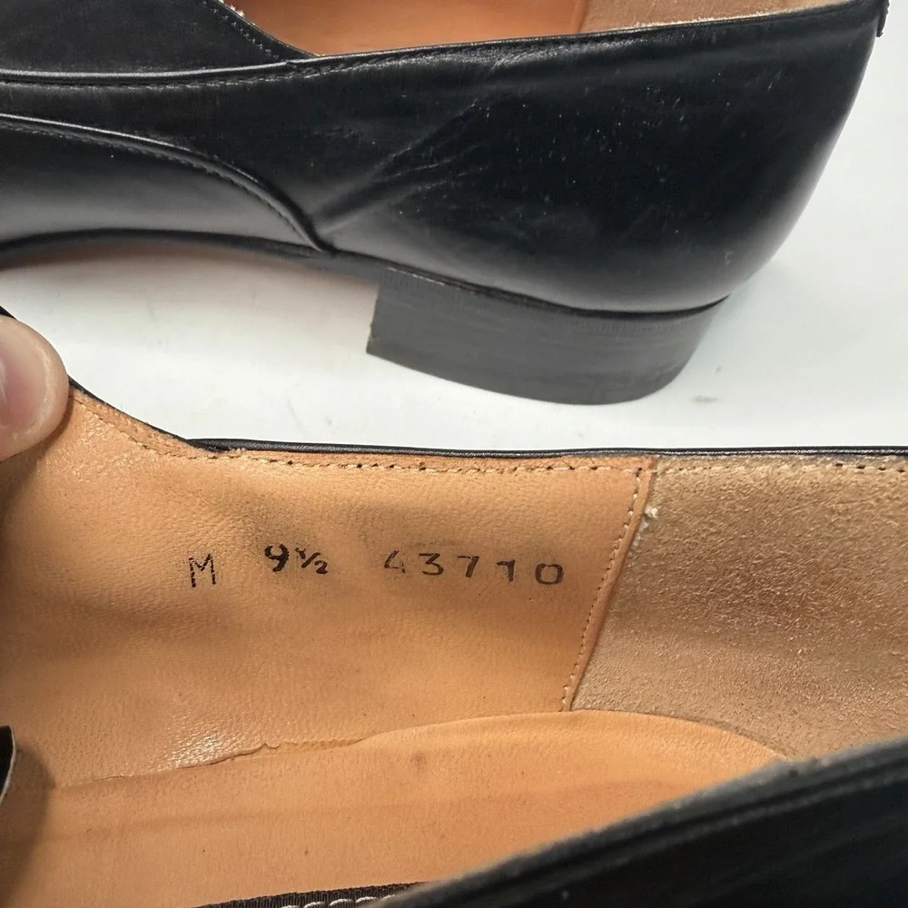 Vintage French Shriner Men's 9.5 Black Leather Dress Shoes Oxford Made in Italy